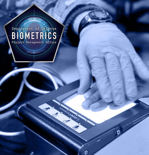 PM DoD Biometrics logo and supporting image