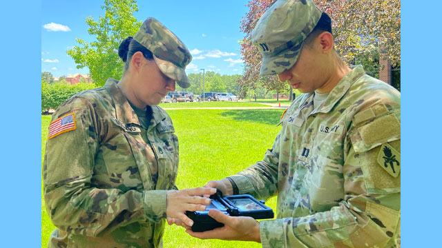 Soldiers at Fort Leonard Wood provided feedback after working with Next Generation Biometric Collection Capability (NXGBCC) equipment. (Photo Credit: Esther VanCleave)