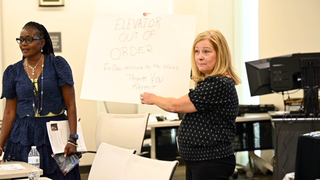 Members of the human resources acquisition community participate in a group activity about communication at an HR forum Aug. 22 on Aberdeen Proving Ground, Maryland. (Photo Credit: Chris Nwagbara, PEO IEW&S)