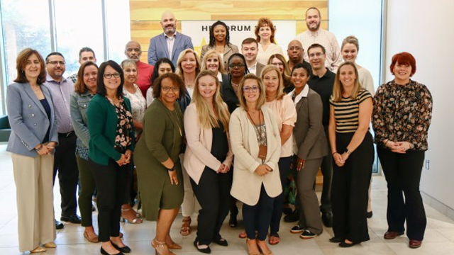 Members of the human resources acquisition community pose together for a group photo in celebration of their participation in an HR forum Aug. 22, on Aberdeen Proving Ground, Maryland. This is the first HR forum to be held since 2018. (Photo Credit: Sierra Merrill, PEO IEW&S)